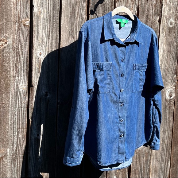 Dip blue button down top size small - Picture 6 of 17